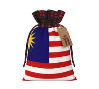 ENRPTY Malaysia Flag Print Reusable Christmas Drawstring Bags For Christmas Parties Decorations Festivals