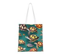 ENRPTY Many Animals Sea Turtles Print Canvas Tote Bag Reusable Shoulder Shopping Bags For Daily Use Shopping Travel