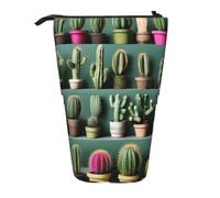 ENRPTY Many Cactus Art Print Telescopic Pencil Bag Big Capacity Pop Up Storage Makeup Bag For Office Supplies