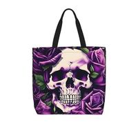 ENRPTY Many Purple Rose Skull Print Casual Shoulder Bag Handbag Outdoors Holiday Weekender Travel Shopping