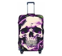 ENRPTY Many Purple Rose Skull Print Suitcase Decoraitve Covers Washable Suitcase Cover Travel Luggage Accessories, Black, M