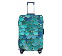 ENRPTY Mermaid Scale Print Suitcase Decoraitve Covers Washable Suitcase Cover Travel Luggage Accessories, Black, Large