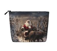 ENRPTY Merry Christmas Print Women'S Makeup Make Up Bag Zipper Pouch Travel Storage Pouch Large Capacity Purse