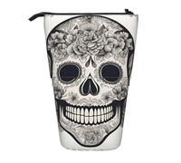 ENRPTY Mexican Skull Print Telescopic Pencil Bag Big Capacity Pop Up Storage Makeup Bag For Office Supplies
