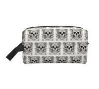 ENRPTY Mexican Skull Print Travel Toiletry Zipper Storage Pouch For Women Men Portable Makeup Bag Purse, White, One Size