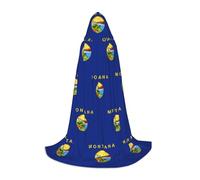 ENRPTY Montana State Flag Print Hooded Cape For Teenagers Unisex Cosplay And Themed Parties Halloween Costume, Black, Large