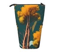ENRPTY National Parks Sunshine Trees Print Telescopic Pencil Bag Big Capacity Pop Up Storage Makeup Bag For Office Supplies