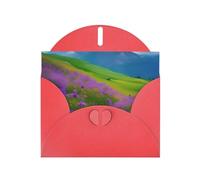 ENRPTY Nature Purple Flowers Meadow Mountain Scenic Print Pearlescent Paper Thank You Cards With Envelopes And Stickers For Holiday Greeting