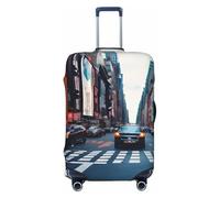 ENRPTY New York City Print Suitcase Decoraitve Covers Washable Suitcase Cover Travel Luggage Accessories, Black, L