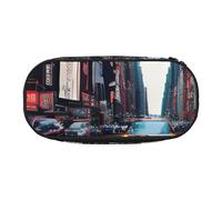 ENRPTY New York City Print With Zipper Compartments Stationery Pencil Bag Portable Cosmetic Storage Bag