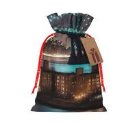 ENRPTY New York Manhattan Bridge Night Print Personalized Drawstring Gift Packing Bag For Anniversary Wedding Christmas