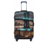 ENRPTY New York Manhattan Bridge Night Print Suitcase Decoraitve Covers Washable Suitcase Cover Travel Luggage Accessories, Black, Small