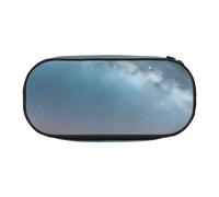 ENRPTY Night Sky And Trees Print With Zipper Compartments Stationery Pencil Bag Portable Cosmetic Storage Bag