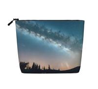 ENRPTY Night Sky And Trees Print Women'S Makeup Make Up Bag Zipper Pouch Travel Storage Pouch Large Capacity Purse