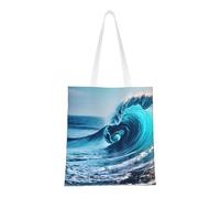 ENRPTY Ocean Sea Wave Print Canvas Tote Bag Reusable Shoulder Shopping Bags For Daily Use Shopping Travel