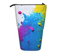 ENRPTY Paint Splatter Backdrop Print Telescopic Pencil Bag Big Capacity Pop Up Storage Makeup Bag For Office Supplies