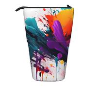 ENRPTY Paint Splatter Print Telescopic Pencil Bag Big Capacity Pop Up Storage Makeup Bag For Office Supplies