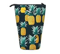 ENRPTY Pineapple Print Telescopic Pencil Bag Big Capacity Pop Up Storage Makeup Bag For Office Supplies