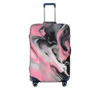 ENRPTY Pink Abstract Ink Marble Gray Artistic Print Suitcase Decoraitve Covers Washable Suitcase Cover Travel Luggage Accessories, Black, M