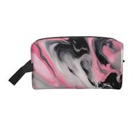 ENRPTY Pink Abstract Ink Marble Gray Artistic Print Travel Toiletry Zipper Storage Pouch For Women Men Portable Makeup Bag Purse