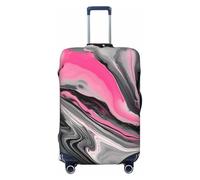 ENRPTY Pink Abstract Marble Gray Artistic Print Suitcase Decoraitve Covers Washable Suitcase Cover Travel Luggage Accessories, Black, XL