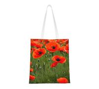 ENRPTY Poppy Flowers Petals Print Canvas Tote Bag Reusable Shoulder Shopping Bags For Daily Use Shopping Travel