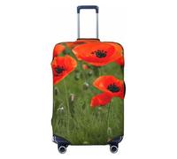 ENRPTY Poppy Flowers Petals Print Suitcase Decoraitve Covers Washable Suitcase Cover Travel Luggage Accessories, Black, XL