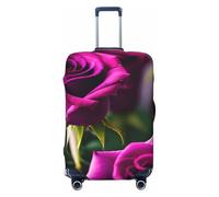 ENRPTY Purple Roses Print Suitcase Decoraitve Covers Washable Suitcase Cover Travel Luggage Accessories, Black, L