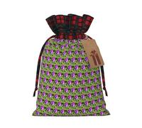 ENRPTY Purple Tulip Print Reusable Christmas Drawstring Bags For Christmas Parties Decorations Festivals