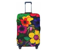 ENRPTY Rainbow Flowers Pattern Print Suitcase Decoraitve Covers Washable Suitcase Cover Travel Luggage Accessories, Black, XL