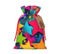 ENRPTY Rainbow Stars Print Personalized Drawstring Gift Packing Bag For Anniversary Wedding Christmas