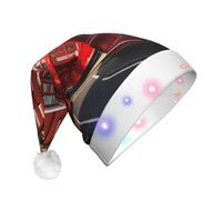 ENRPTY Red London Street Print Plush Glowing Christmas Hat Party Headwear Funny Christmas Hat For Women And Men