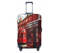 ENRPTY Red London Street Print Suitcase Decoraitve Covers Washable Suitcase Cover Travel Luggage Accessories, Black, M