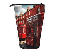 ENRPTY Red London Street Print Telescopic Pencil Bag Big Capacity Pop Up Storage Makeup Bag For Office Supplies