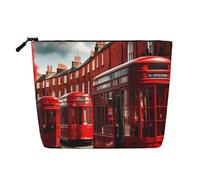 ENRPTY Red London Street Print Women'S Makeup Make Up Bag Zipper Pouch Travel Storage Pouch Large Capacity Purse
