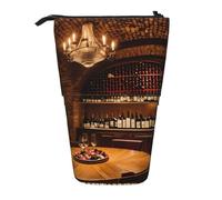 ENRPTY Red Wine Cellar Picture Print Telescopic Pencil Bag Big Capacity Pop Up Storage Makeup Bag For Office Supplies