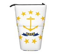 ENRPTY Rhode Island State Flag Print Telescopic Pencil Bag Big Capacity Pop Up Storage Makeup Bag For Office Supplies