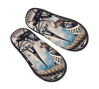 ENRPTY Romantic Paris Eiffel Tower Bycicle Print Lightweight Warm House Slippers Comfortable Indoor Slippers For Men And Women