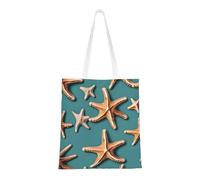 ENRPTY Sea Shell Starfish Print Canvas Tote Bag Reusable Shoulder Shopping Bags For Daily Use Shopping Travel