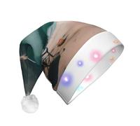 ENRPTY Serenity Lake Camping Print Plush Glowing Christmas Hat Party Headwear Funny Christmas Hat For Women And Men