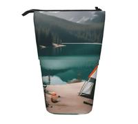 ENRPTY Serenity Lake Camping Print Telescopic Pencil Bag Big Capacity Pop Up Storage Makeup Bag For Office Supplies