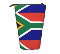 ENRPTY South African Flag Print Telescopic Pencil Bag Big Capacity Pop Up Storage Makeup Bag For Office Supplies