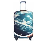 ENRPTY Space Planet Earth Print Suitcase Decoraitve Covers Washable Suitcase Cover Travel Luggage Accessories, Black, L