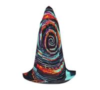 ENRPTY Space Spiral Cosmic Print Hooded Cape For Teenagers Unisex Cosplay And Themed Parties Halloween Costume, Black, Large