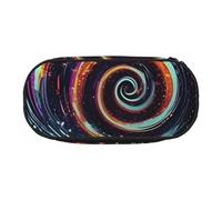 ENRPTY Space Spiral Cosmic Print With Zipper Compartments Stationery Pencil Bag Portable Cosmetic Storage Bag