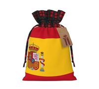 ENRPTY Spanish Flag Print Reusable Christmas Drawstring Bags For Christmas Parties Decorations Festivals