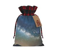 ENRPTY Starry Night Sky Outer Space Print Reusable Christmas Drawstring Bags For Christmas Parties Decorations Festivals