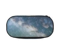 ENRPTY Starry Night Sky Outer Space Print With Zipper Compartments Stationery Pencil Bag Portable Cosmetic Storage Bag