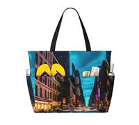 ENRPTY Streets Of New York City Print Large Capacity Beach Travel Bag With Zipper Lightweight Foldable For Vacation