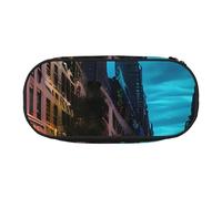 ENRPTY Streets Of New York City Print With Zipper Compartments Stationery Pencil Bag Portable Cosmetic Storage Bag